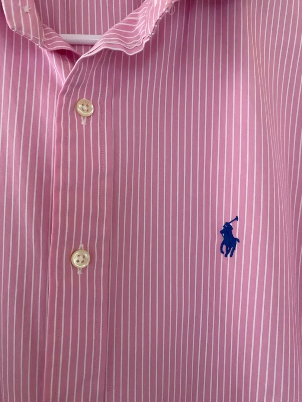 Polo by Ralph Lauren Pink and White Striped Cotton Long sleeve Dress Shirt